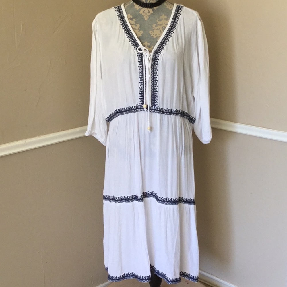 Huge SALE BoHo Long Embroider Bead Tie V Cut Tier